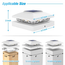 VOLISUN 4x4 Solar Post Cap Light 12pack,Solar Fence - Cap Lights Outdoor Waterproof for Wooden/Vinyl Post,White Deck Post Cap Light Solar Powered with Warm White for Garden/Patio/Porch