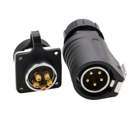 HangTon LP20 5 Pin Waterproof Connector, Free-Free-Solder Screw Crimp Screw Crimp, Quick Disconnect High Voltage 30A Power Bulkhead Male Cable Plug Female Panel Socket