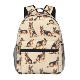 amepay German Shepherd Backpack, Lightweight Backpacks for Travel Work School Sport, Cartoon Realistic Dog Back Pack Gift for Kids Girls Boys, Puppy Laptop Books Casual Daypack, 11.4×5.9×15.7 Inch