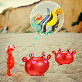 Crab Foil Balloons, Ocean Theme Balloons,10 Pieces Ocean Animals Balloons Large Fish Balloons Cartoon Balloons for Photo Prop Beach Sea Cute Party Weddings Baby Shower Birthday Party Decorations