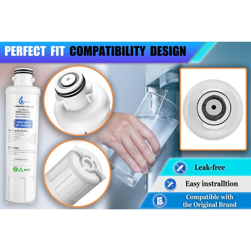 MIWF6200 Water Filter Replacement Compatible with Midea MF-2008-R2, Sharp SJWF200,