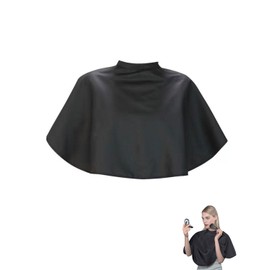 KGDUYC Black Makeup Cape, Waterproof Short Blouse for Beauty Salons, Black Makeup Coat, Lightweight Comb Beard Apron Makeup Bib Styling Shampoo Cape for Makeup Artist Beauticians