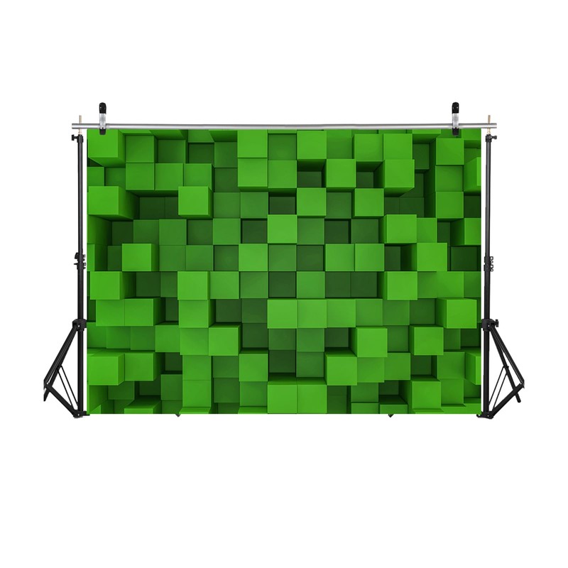ZZBYSM 7X5FT Cube Pattern Photo Backdrop Green Square Party Photography