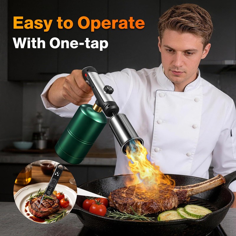 KELIN Propane Torch with One-Touch Max Fire & Kitchen Thermometer