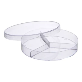 Sym Caja Petri 100x15mm Plastico Desechable C/3 Divisiones C/50