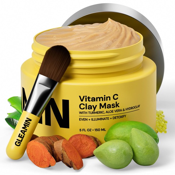 Gleamin Vitamin C Clay Mask - 10-Minutes for Dark Spots,