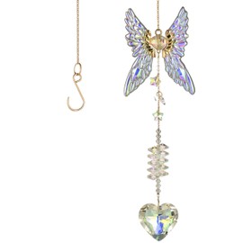 Butterfly Shaped Crystal Angel, Heart-Shaped Crystal Diamond Mirror, Suitable for Decorating Room Windows, Living Rooms, Giving, Giving to Loved Ones, Anniversaries(Selfle Love)