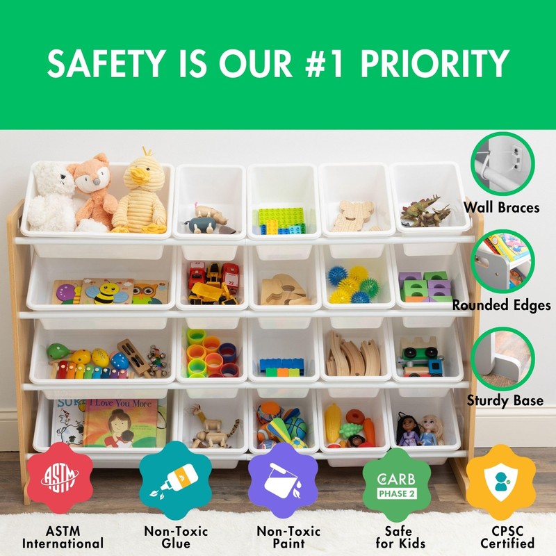 Humble Crew Extra-Large Toy Organizer with 20 Plastic Bins –