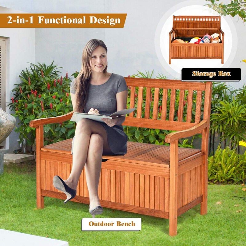 DORTALA 42'' Wooden Outdoor Storage Bench Large Deck Box, Entryway
