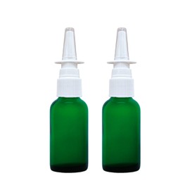ADVANCED ASCENT Green Glass 1 oz with Nasal Sprayer - Empty, Refillable, Travel Size, Quality Glass! (2 Pack)