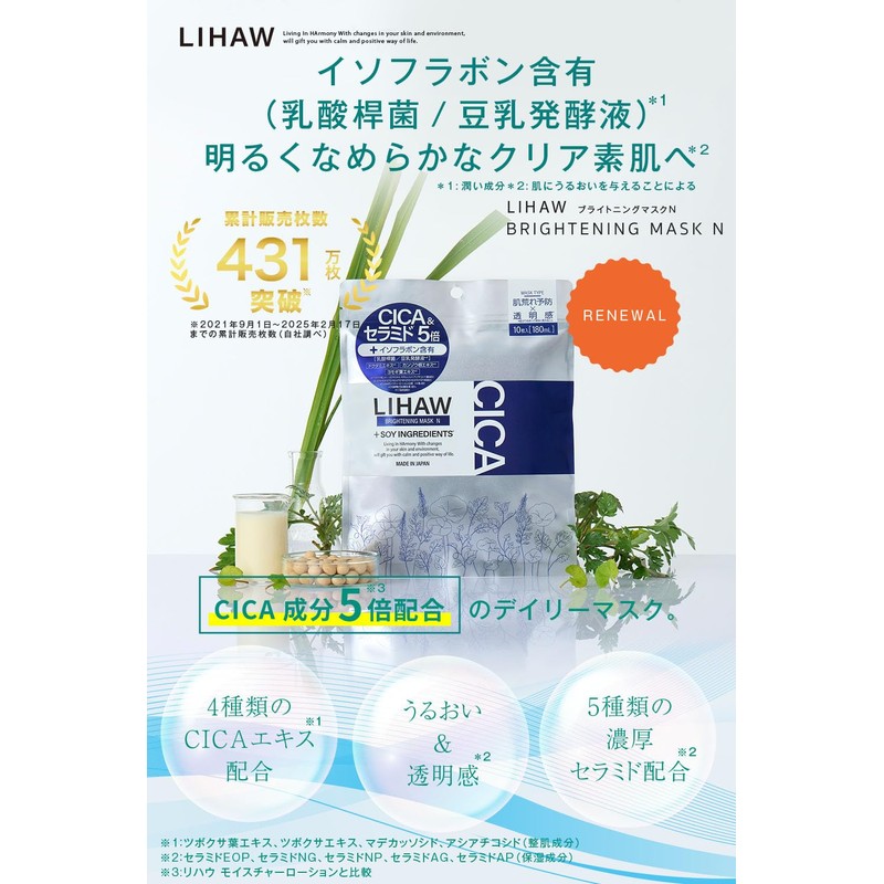 LIHAW (Rehow) Brightening Mask (For Rough Skin / Drying), CICA