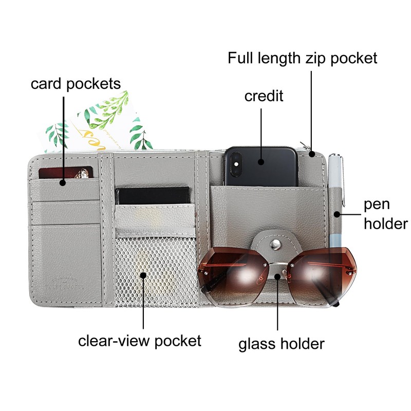 Boao 2 Packs Car Sun Visor Organizer, Sunglasses Holders for