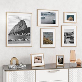 FLYJOE 8x10 Picture Frame, Display Pictures 5x7 with Mat or 8x10 Without Mat, Tabletop & Wall Hanging Photo Frame, Natural, 2 Packs