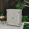 ZJMTOCYU Outdoor Potting Bench with Storage Cabinet, Metal Top, and