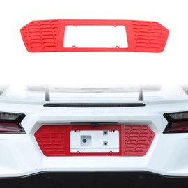 Daeiclru License Plate Cover Frame Compatible with Corvette C8 Stingray Z51 2020-2025, Aluminum License Plate Frame Grill Vent Insert Accessory, Rear License Frame Accessories (Red)