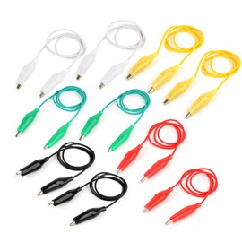 DFsucces Alligator Clip Cord Electrical Cable Test Lead Set Double Ended Crocodile Clip Jumper Wire, White, Red, Yellow, Green, Black, 10 Pack