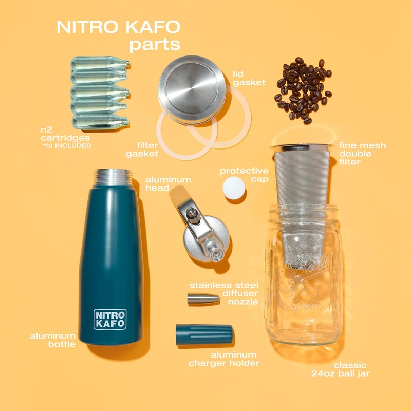 NITRO KAFO 1L Nitro Coffee Maker, Aluminum Nitro Cold Brew