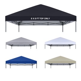 8x8 Canopy Replacement Top Only,Waterproof Pop Up Canopy Tent Top Replacement Cover Roof with Windproof Ropes for Straight Leg Frame, 420D Polyester for Outdoor Garden Pavilion Sun Shade(Black)