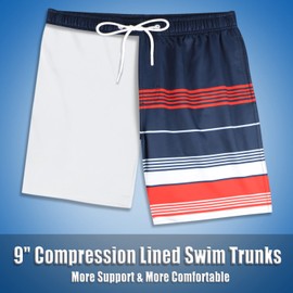 QRANSS Swimming Shorts Men with Boxer Brief Liner Quick Drying Men fair Harbor Swim Trunks Drawstring Board Shorts with Stretchy Compression Liner Plus XXL Size 44-46