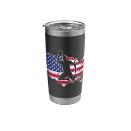 American USA Flag Dodgeball Player Silhoutte Stainless Steel Insulated Tumbler