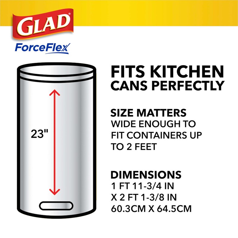 Glad ForceFlex Tall Kitchen Drawstring Trash Bags, 13 Gallon, Pine-Sol