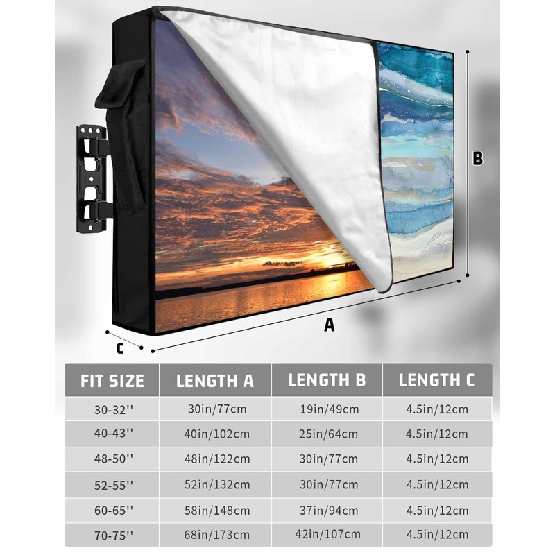 Lsrtoss Outdoor TV Cover - 52-55 Inch Weatherproof, Blue Coastal