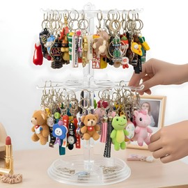 Leap Raupe Accessory Stand, Rotating, 2 Tiers, Keychain, Decorative Stand, Accessory Storage, Transparent, Clear