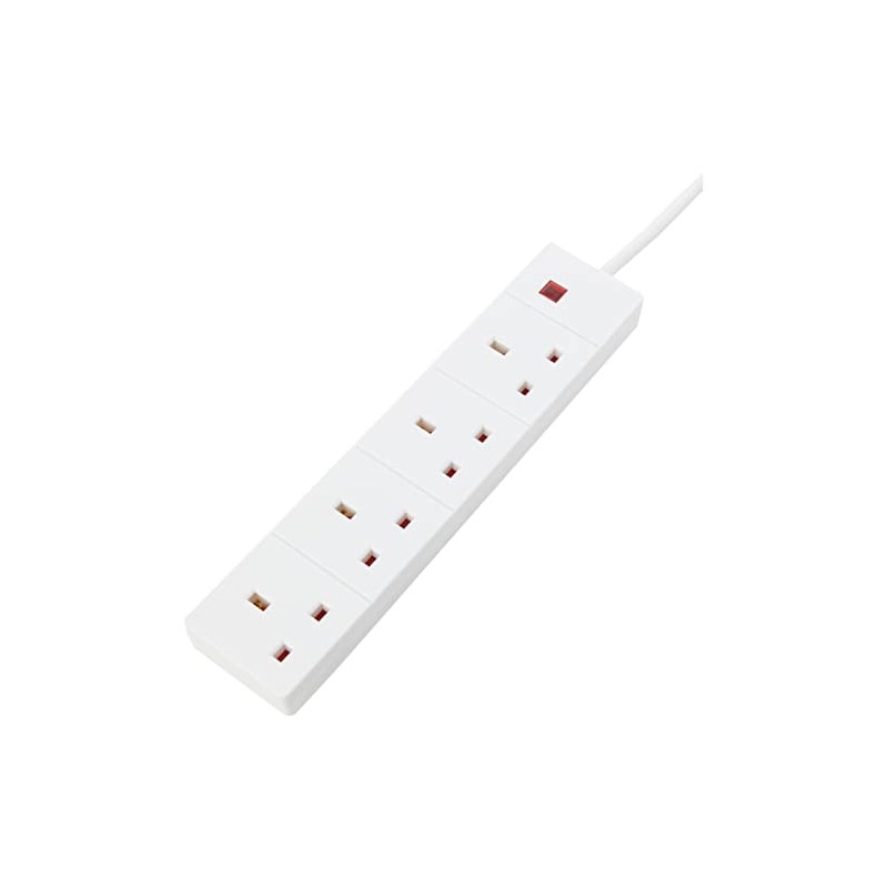 PRO ELEC 4 Gang Extension Lead with Neon 1m, White