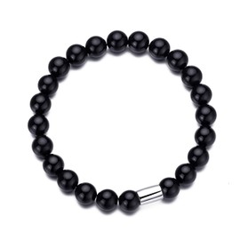 Philip Jones Men's Black Onyx Gemstone Stretch Bracelet