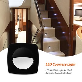 Dream lighting 12volt LED Black Recessed Companion Way Courtesy Light for Marine Ship Boat Cabin, RV Stair Step Light, Exterior Patio Garden Landscape Lighting –Square, Cool White, Pack of 6