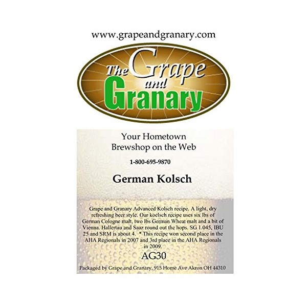 Grape and Granary All Grain German Kolsch Beer Brewing Kit- For 5 US Gallons