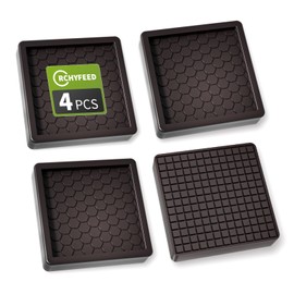RCHYFEED Furniture Caster Cups, 4Pcs Square Furniture Coasters, 2" Furniture Castor Cups Non-Slip, Sofa Feet Pads,Thick Rubber Furniture Coaster-Prevent Furniture from Moving or Rolling (Brown)
