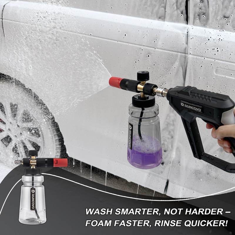 Raincovo Foam Cannon Wide Mouth for Pressure Washer, Thick Snow