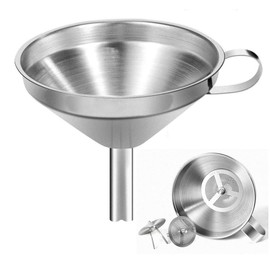 Roto Funnel 304 Stainless Steel Bottle Oil Funnel Strainer Mini Funnel Stainless Funnel Small Funnel for Liquid and Powder Transfer (Large: 15*11.6cm)