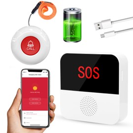 DAYTECH WiFi Smart Caregiver Pager Emergency Button Alarm System for Seniors Wireless S0S Panic Buttons Calling Alert System, 1 Call Button 1 Receiver(only Supports 2.4GHz Wi-Fi)