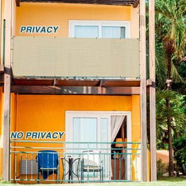 ECOOPTS 3'x10' Balcony Privacy Fence Screen with Zip Ties, Outdoor UV Protection Fence Cover for Balcony Porch Patio Deck Yard (Beige)