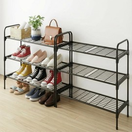 Tujurich 3-Tier Shoe Rack Organizer & Shoe Storage - Spacious Design, Heavy-Duty Rustproof Iron, Entryway Shelf for Sneakers & Heels, Black