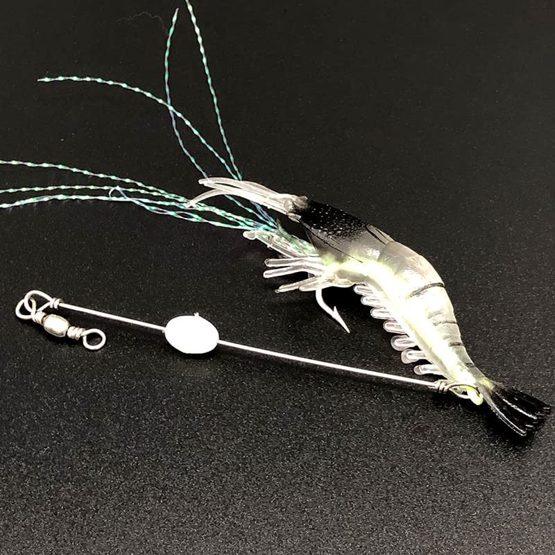 AIMALL 6PCS Soft Plastic Fishing Lures Tackle Prawn Shrimp, Glow