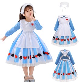 Formemory Wonderland Cosplay Costume Halloween Children Girls Costume Maid Clothes Cute Event Christmas Party School Festival Performance Clothes 100-150 (140)