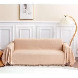 Deep Dream Sectional Sofa Cover, 3 Cushion Couch Cover for Dogs, Geometrical Jacquard Fabric in Brown (Medium, 71" x 91")