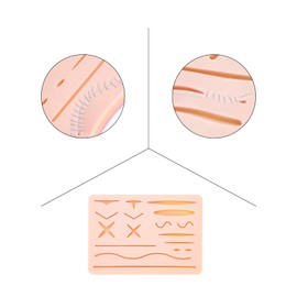 Kit de Práctica de Sutura, Pad Silicona Almohadilla Practica Estudiantes, Almohadilla de Práctica de Sutura Mejorada Modelo de Piel, Entrenamiento Médico de Reutilizable, Entrenamiento de Sutura de Estudiantes de Medicina, Incluye Almohadilla de Sutura M