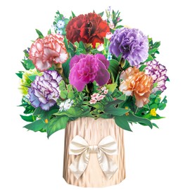 Mothers Day Card, Paper Love 3D Carnation Flower Bouquet Pop Up Card, 10x12 Inch 100% Recycled and Eco-Friendly Card, Mothers Day Gifts for Mom-Include Envelope And Message Note