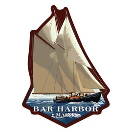 Die Cut Sticker Bar Harbor, Maine, Bluenose II, Contour Vinyl Sticker 1 to 3 inches (Waterproof Decal for Cars, Water Bottles, Laptops, Coolers), Small