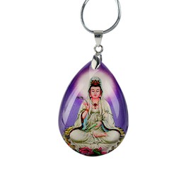 Salwosai Crystal Quan Yin Diosa de la Compasión Misericordia Amarillo Thangka Colgante Kuan Yin Guan Yin Amuleto chino Feng Shui Kwan Yin Avalokitesvara para la salud, Cristal, No es una piedra preciosa