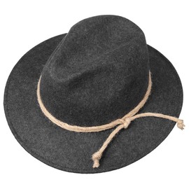 Lipodo Tyrolean Mountain Hat Women/Men - Traditional Hat on Wool Felt with Cord - Hiking Hat Made in Italy - Hat Autumn/Winter - Traveller Hat Anthracite S (54-55 cm), charcoal