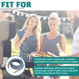 GasSaf 24 Feet 1/2" ID Natural Gas Hose with Quick Connect, Natural Gas Line for Gas Grill, Generator, Patio Heater and More