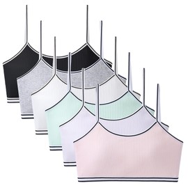 FIRITHYC Girl Training Bras for Girls, 5 Packs Padded Training Bras 10-16 Sports Seamless Bra Design with Removable Pads Bras, 6 Packs Style A