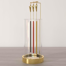 ChangWanna Incense Holder Ash Catcher - Upside Down Glass Incense Holder for Sticks, Reverse Inverted Anti Ash No Mess Insence-Stick Holder, Modern Metal Vertical Incense Burner for Room Decor, Gold