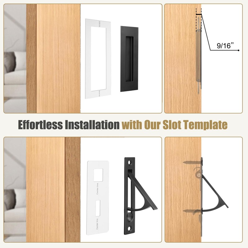 HBL' Pocket Door Hardware Set – 2 Recessed Flush Finger