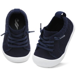 JIASUQI Baby Boys Shoes for Infant First Walker Shoes Toddler Shoes for Boys Barefoot Shoes Blue 18-24 Months